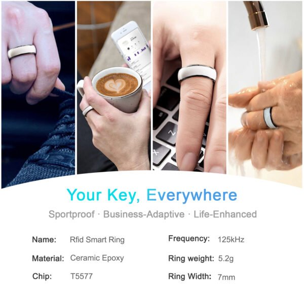 RFID Smart Ring White Ceramic Epoxy Resin