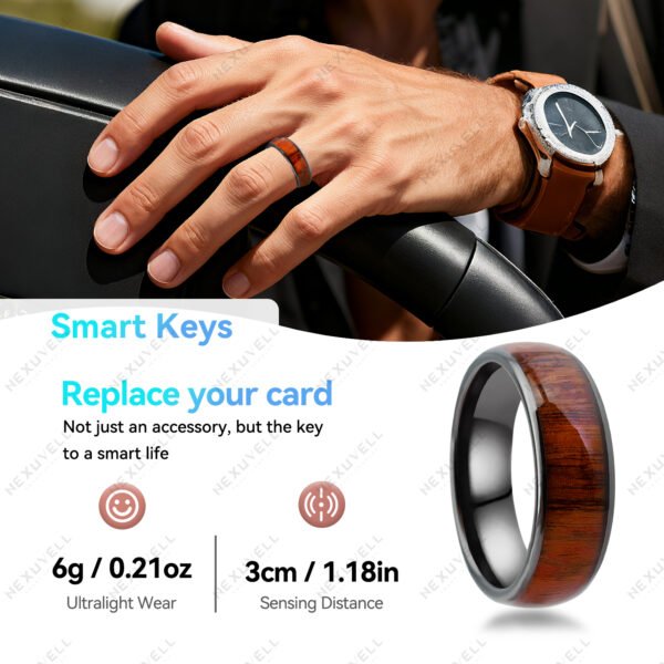 Koa Wood Band Inlay RFID Smart Ring