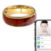 Gold-Plated Koa Wood Inlay Digital Business Card Ceramic Ring