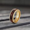 Gold-Plated Koa Wood Band Inlay RFID Ring