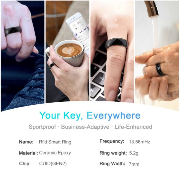 RFID Smart Ring Black Ceramic Epoxy Resin