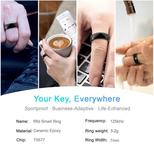 RFID Smart Ring Black Ceramic Epoxy Resin