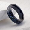 Black-Blue Carbon Fiber Inlay RFID Ring