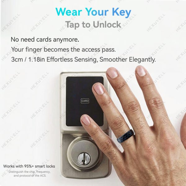 Black-Blue Carbon Fiber Inlay RFID Ring
