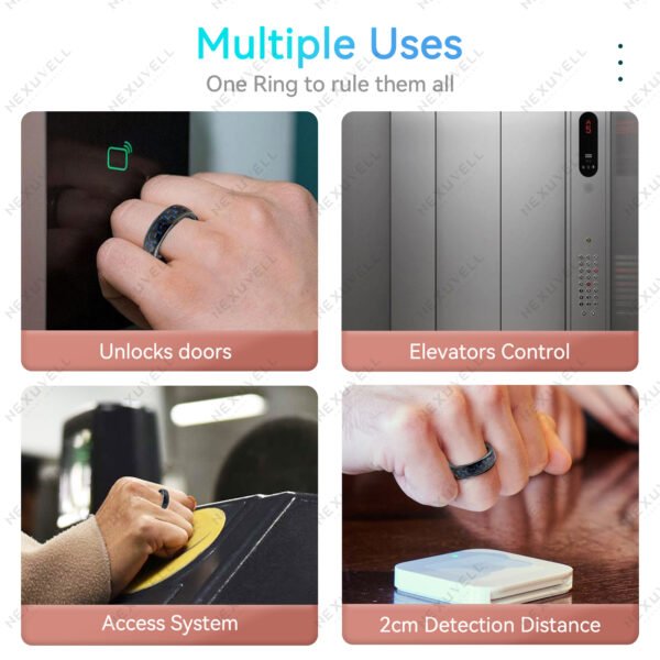 Black-Blue Carbon Fiber Inlay RFID Ring