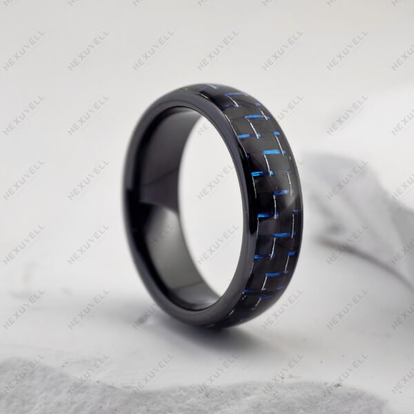 Black-Blue Carbon Fiber Inlay RFID Ring