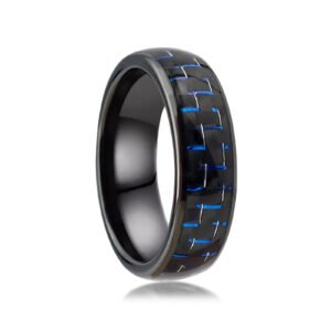 Black-Blue Carbon Fiber Inlay RFID Ring
